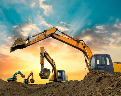 diggers on construction site