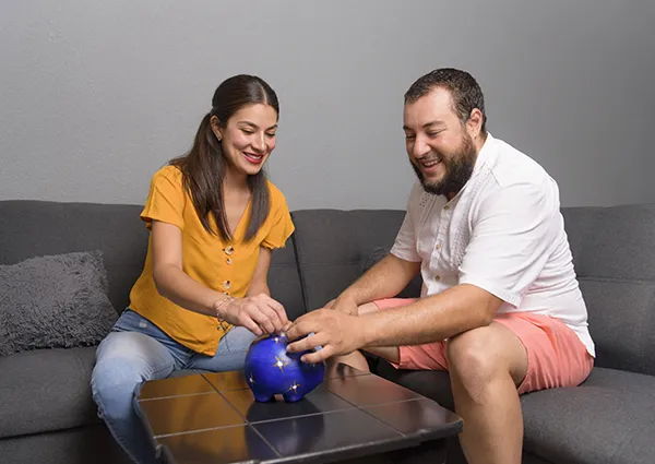 Couple saving money